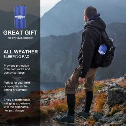 MOXILS Sleeping Pad, Ultralight Inflatable Sleeping Pad for Camping, Built-in Pump, Ultimate for Camping, Hiking, Airpad, Carry Bag, Repair Kit, Compact & Lightweight Air Mattress(Blue)