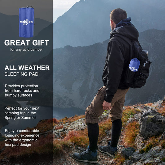 MOXILS Sleeping Pad, Ultralight Inflatable Sleeping Pad for Camping, Built-in Pump, Ultimate for Camping, Hiking, Airpad, Carry Bag, Repair Kit, Compact & Lightweight Air Mattress(Blue)