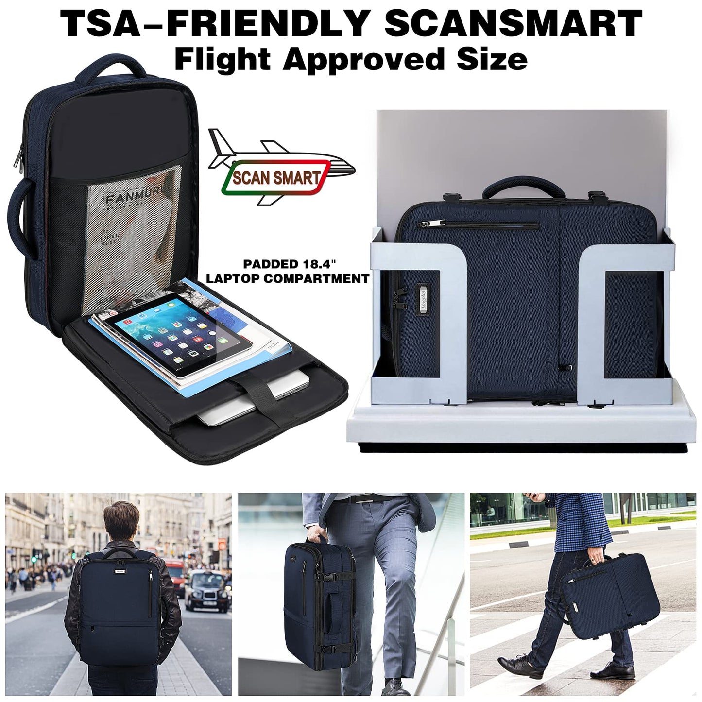 Mogplof Carry On Travel Backpack, Large Flight Approved Traveling Backpack for Women & Men, 40L Anti Theft TSA Friendly Expandable Luggage, Weekender Suitcase Fit for 17/17.3 Inch Laptop