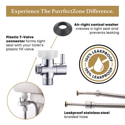Purrfectzone Bidet Sprayer for Toilet, Handheld Sprayer Kit, Cloth Diaper Sprayer Set - Easy to Install - Stainless Steel