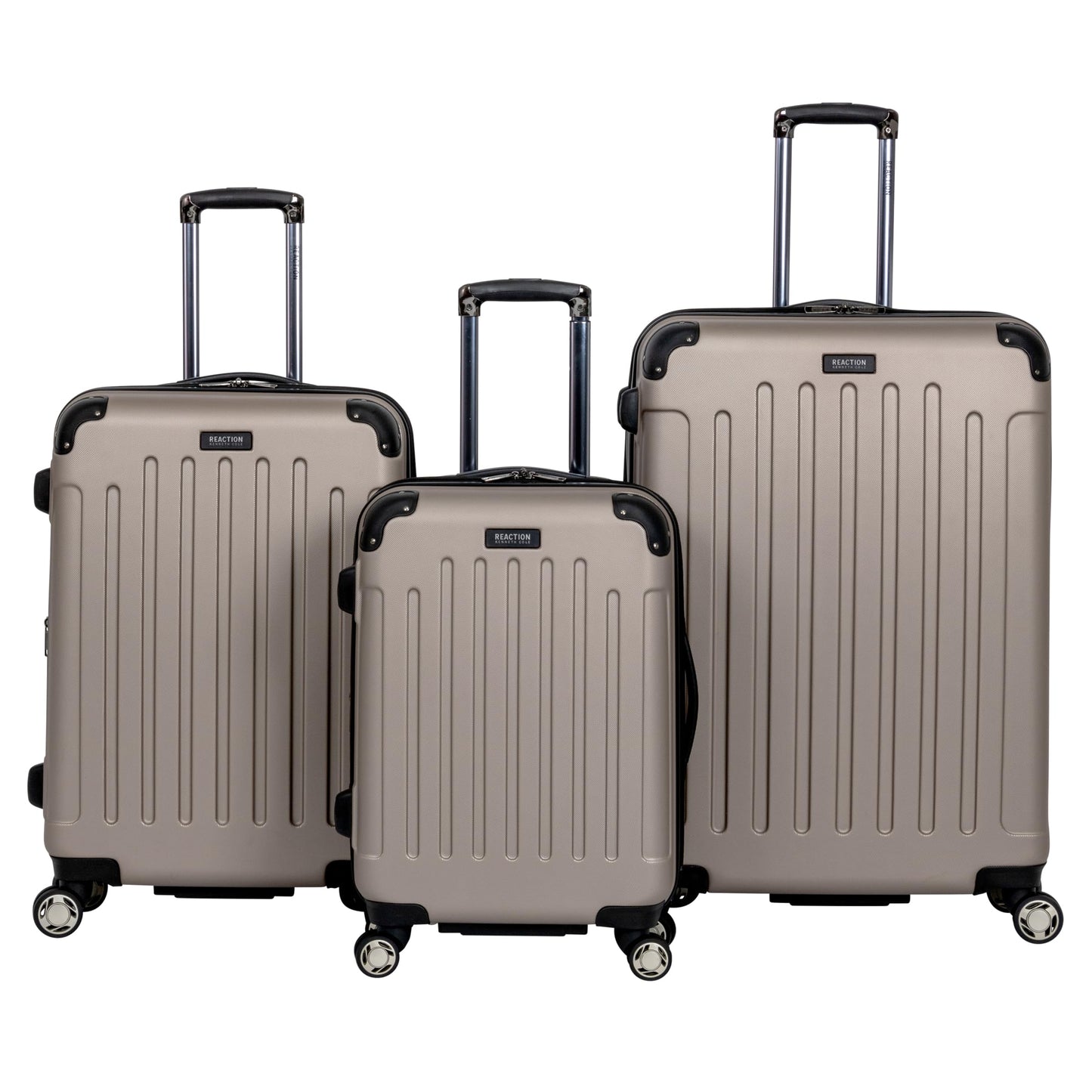 Kenneth Cole REACTION Renegade Luggage Expandable 8-Wheel Spinner Lightweight Hardside Suitcase, Champagne, 3-Piece Set (20"/24"/28")