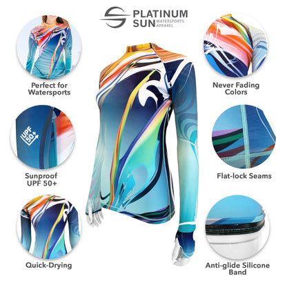 Platinum Sun Long Sleeve Rash Guard for Women (Azzura, L)