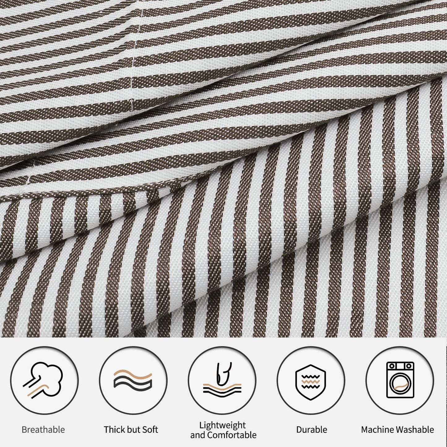 NLUS 2 Pack Kitchen Cooking Aprons, Adjustable Bib Soft Chef Apron with 2 Pockets for Men Women(Black/Brown Stripes)