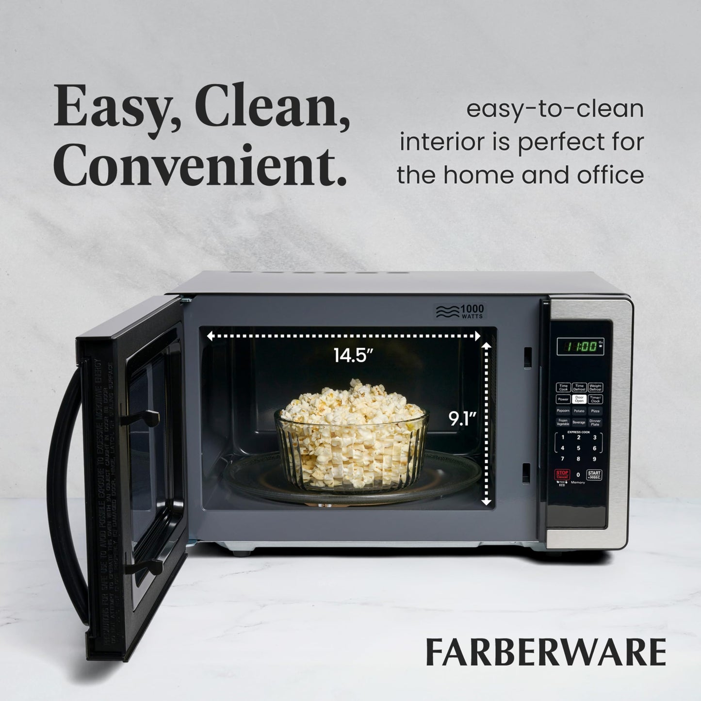 Farberware FMWO11AHTBKB 1.1 Cu. Ft. Stainless Steel Countertop Microwave Oven