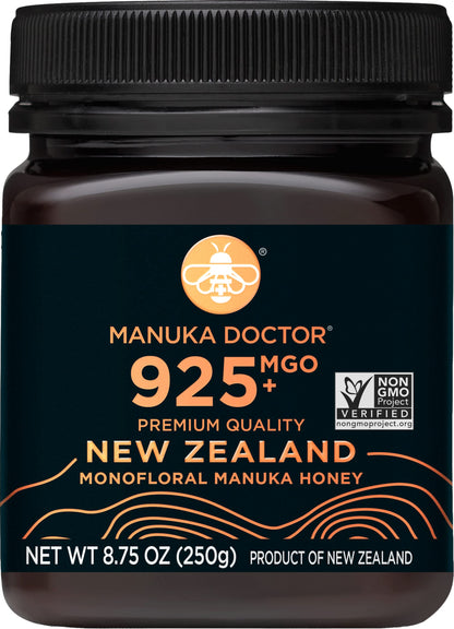 MANUKA DOCTOR - MGO 925+ Manuka Honey Monofloral, 100% Pure New Zealand Honey. Certified. Guaranteed. RAW. Non-GMO (8.75 oz)