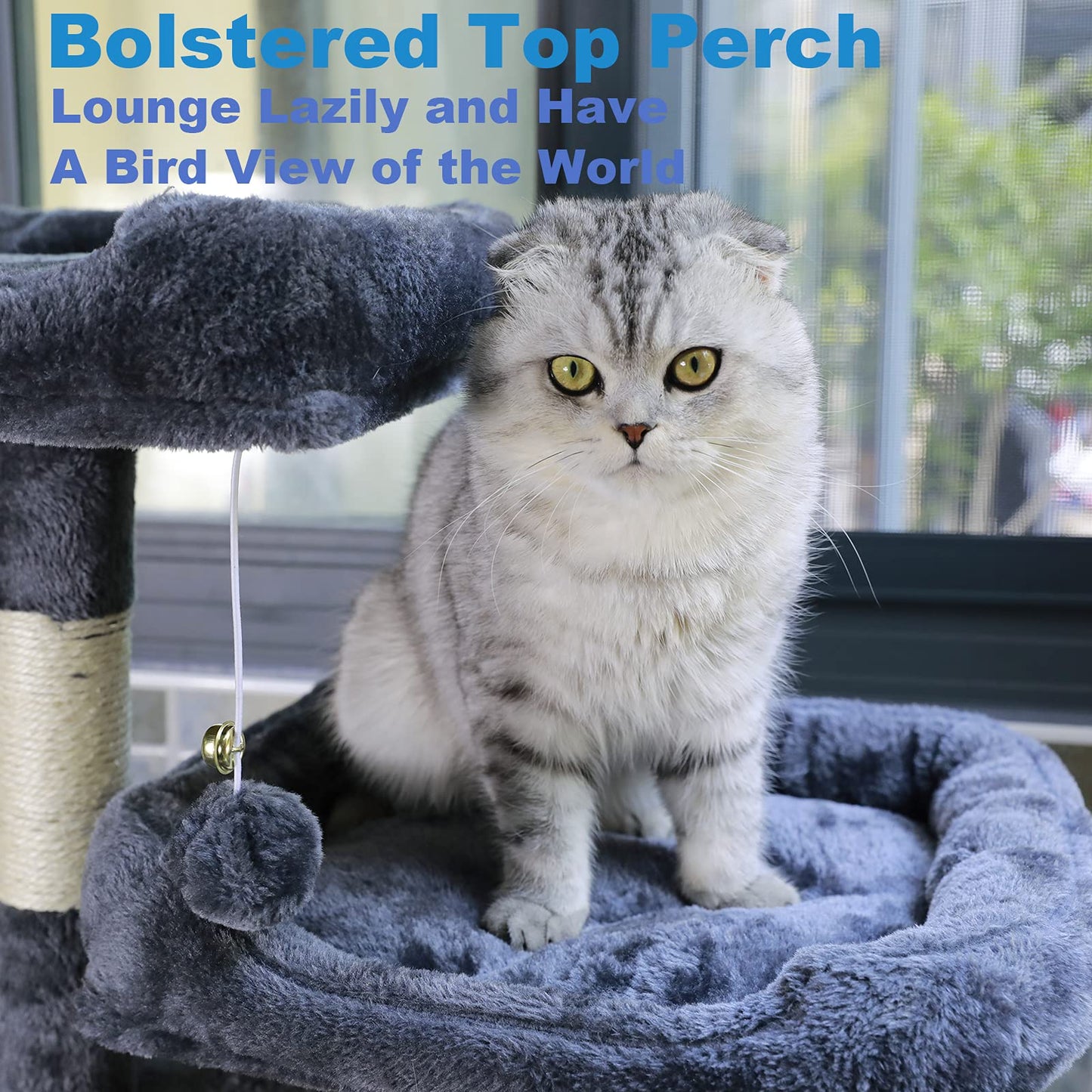 NEGTTE Cat Tree for Indoor Cats- Multi-Level Cat Tree for Big Cats -Cat Condo Big - Cat Climbing Tower-Pet Play House