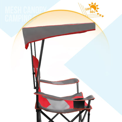 ALPHA CAMP Mesh Canopy Chair Folding Camping Chair - Red