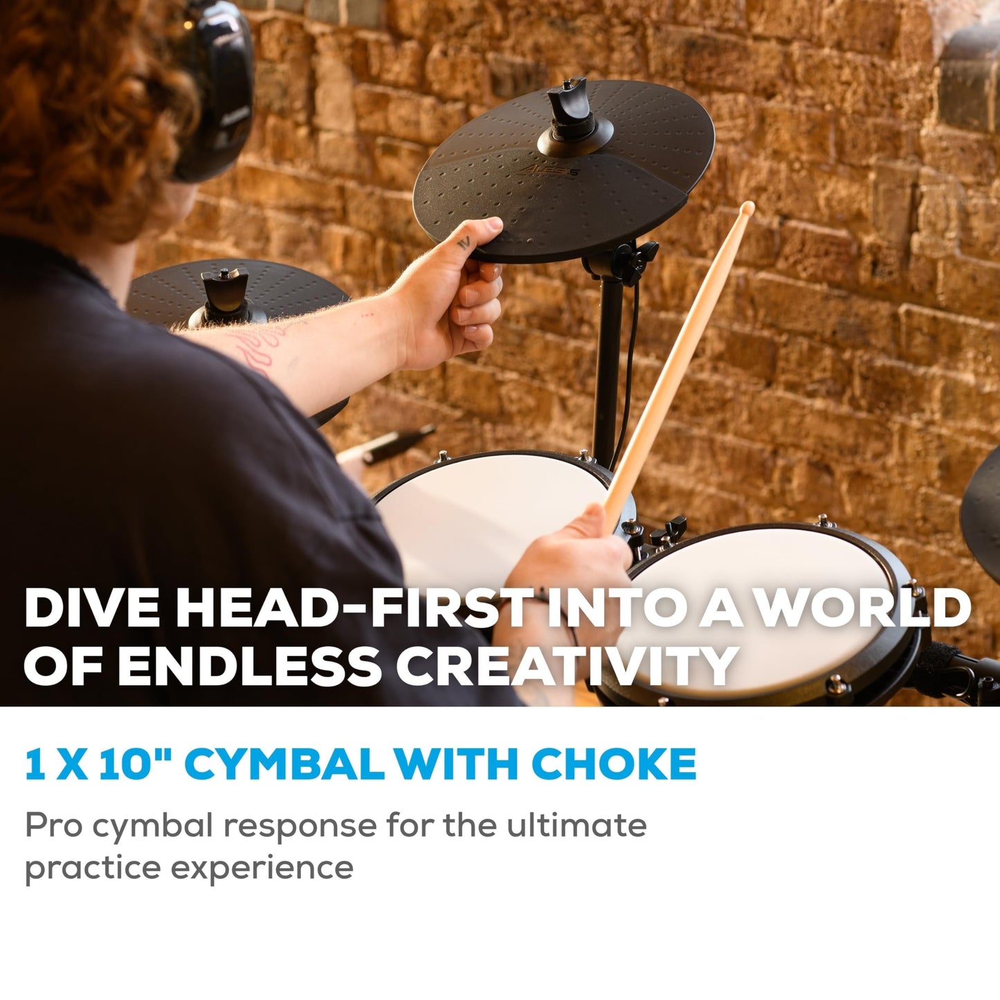 Alesis Drums Nitro Max Expansion Pack - Electric Drum Set Expansion for Nitro Max Kit with Mesh Tom Pad, 10" Cymbal with Choke and Connection Cables