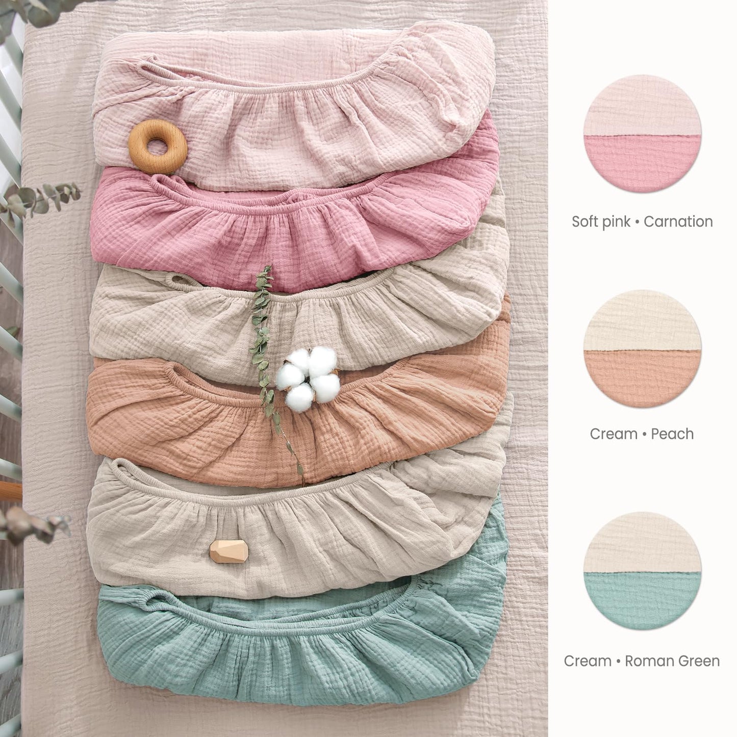 Lulu Moon Muslin Crib Sheets - Fitted Crib Mattress Sheets for Boys and Girl - 28"x 52", 2 Pack