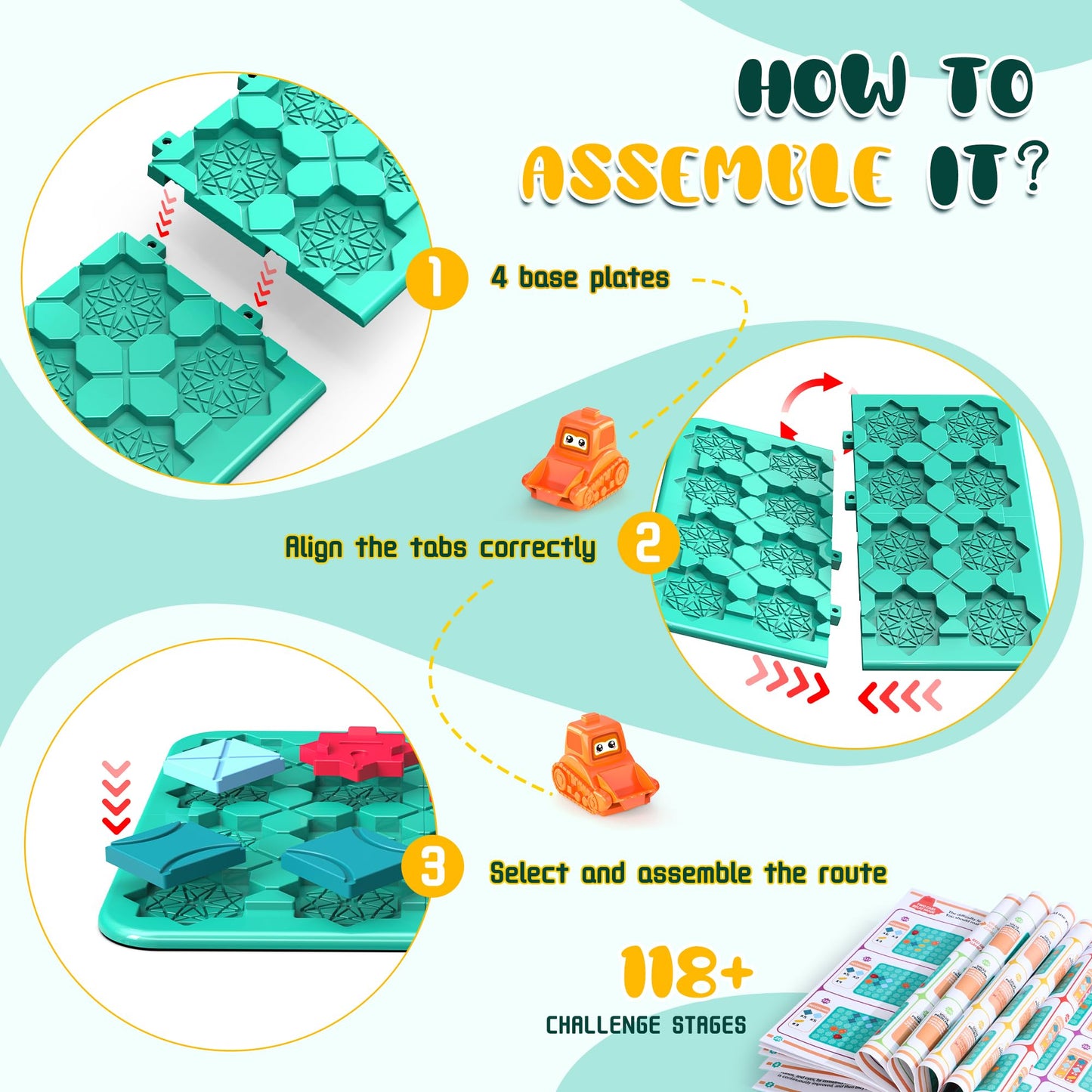 fygurso STEM Board Games, Puzzle Logical Builder Kids Toys, Preschool Montessori Brain Teasers Birthday Gifts for Kids 4-8 Years Old