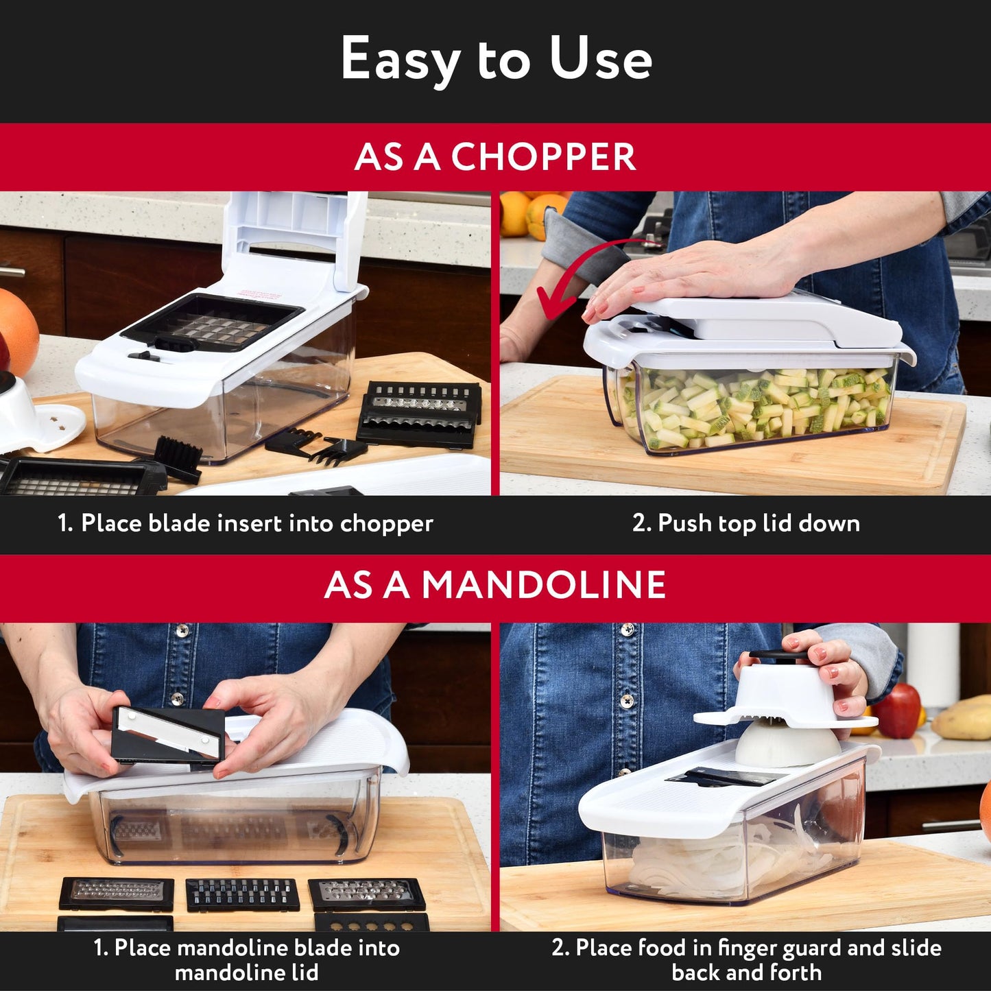 Fullstar Vegetable Chopper & Mandoline Slicer for Kitchen - Food Chopper with Container, Cheese Grater, Home Essentials & Kitchen Gadgets (All in 1, White)