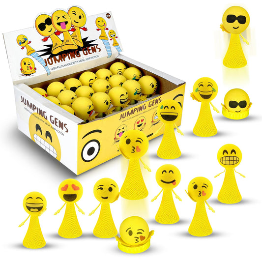 Liberty Imports 24 PCS Jumping Emoticon Popper Spring Launchers LED Light Up Toy Bouncy Party Favors Supplies and Goodie Bag Fillers for Kids, Toddlers (Classic Edition)