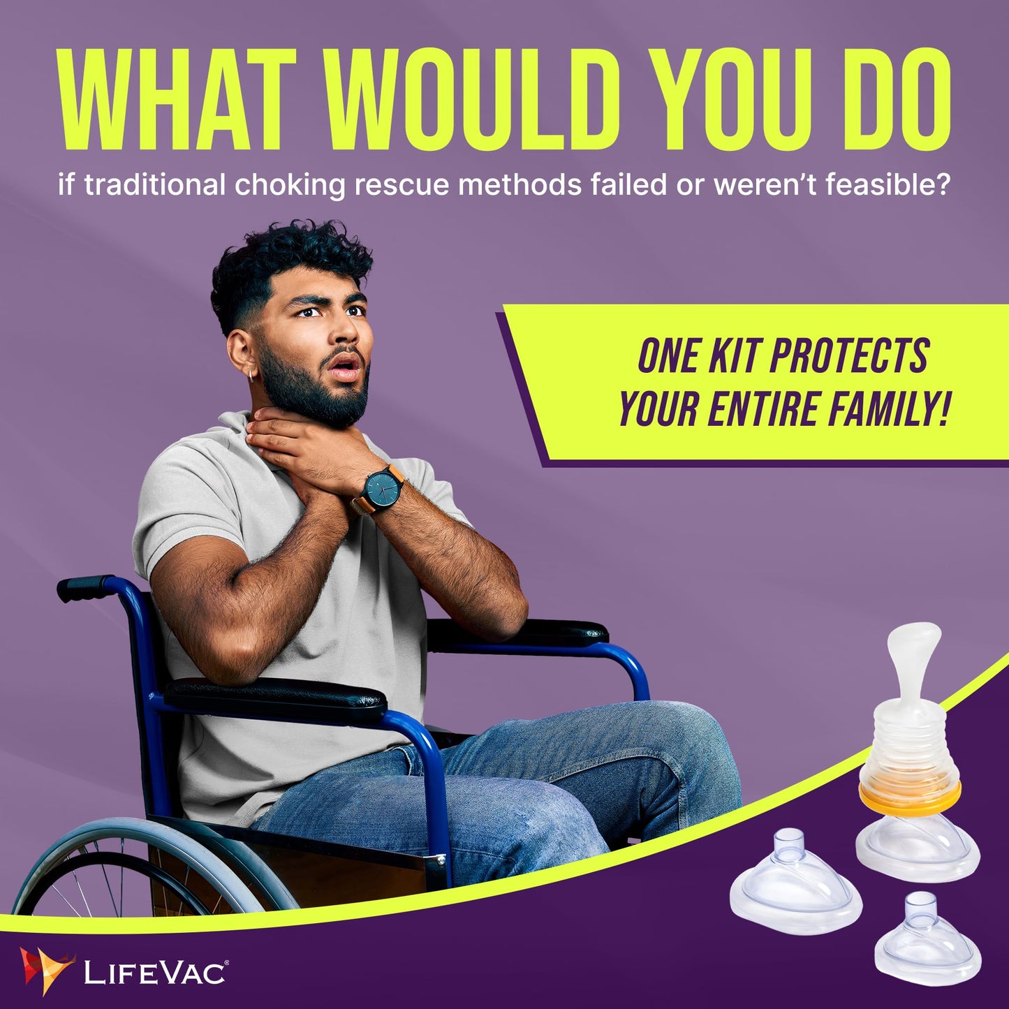 LifeVac Blue Travel Kit - Portable Suction Rescue Device, First Aid Kit for Kids and Adults, Portable Airway Suction Device for Children and Adults