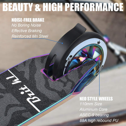 VOKUL K1 Pro Scooters Stunt Scooter Trick Scooter for Boys Intermediate and Beginner Freestyle Scooter for Kids 8 Years and UP,Teens and Adults -Quality Kick Pro Scooter for Boys and Girls (Neo)