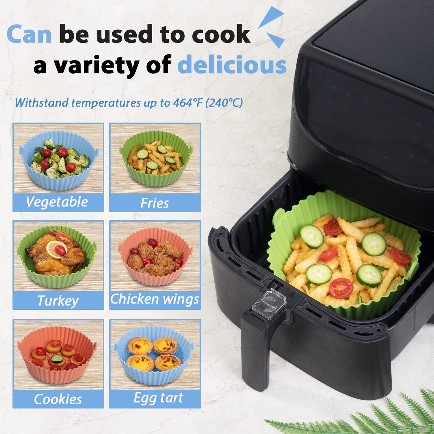 Loveuing Silicone Liners - Reusable Non-stick Pot Liner Compatible with COSORI Air Fryer Basket Accessories (Large - 6.3 Inch, Fit 3 to 4.5 Qt, Gray)