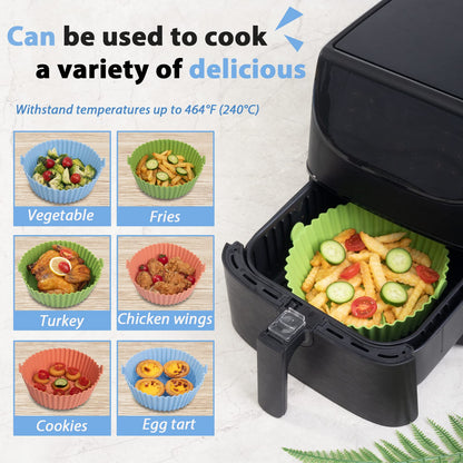 Loveuing Silicone Liners - Reusable Non-stick Pot Liner Compatible with COSORI Air Fryer Basket Accessories (Large - 6.3 Inch, Fit 3 to 4.5 Qt, Gray)