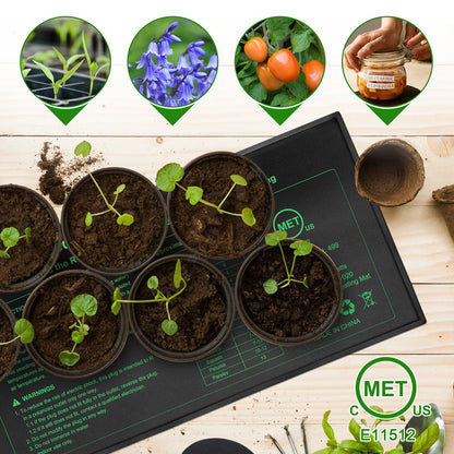 HYDGOOHO Seedling Heat Mat 8 Pack, 10" x 20.75" MET-Certified Warm Hydroponic Heating Pad, Waterproof Warm Hydroponic Plant Heating Mat for Germination, Greenhouse Grow Seed Starter
