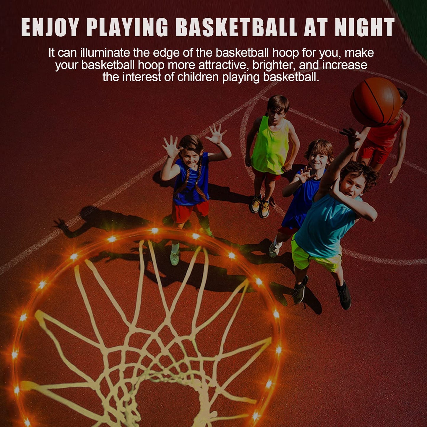 Green Bean LED Basketball Hoop Light Rim and Backboard, Remote Control Basketball Rim Light with 16 Colors 7 Flashing Mode for Playing Basketball in The Dark (Rim and Backboard not Included)