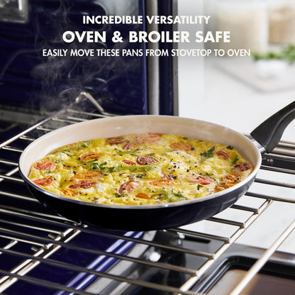 GreenPan Rio Healthy Ceramic Nonstick 8" Frying Pan Skillet and Silicone Spatula Set, Soft Grip Handle, Breaktfast Meal Set, PFAS-Free, Dishwasher Safe, Oven Safe, Black