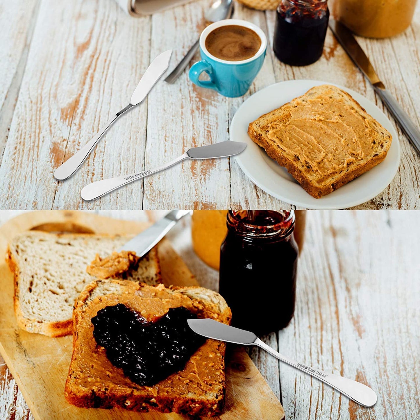 KINMINGZHU 8pcs Stainless Steel Butter Knife, Cheese/Butter Spreaders, Breakfast Spreads Knives,Cheese and Condiments