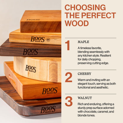 John Boos Chop-N-Slice Series Rectangular Wooden Maple Cutting Board 16”x10” – 1” Thick, 4.5-lb Reversible Butcher Block with Eased Corners, Edge-Grain & Finger Grips – Made in the USA