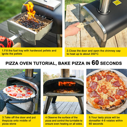 aidpiza Pizza Oven Outdoor 12" Wood Fired Pizza Ovens Pellet Pizza Stove for outside, Portable Stainless Steel Pizza Oven for Backyard Pizza Oven
