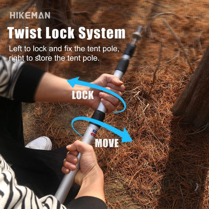HIKEMAN Tent Poles Camping Poles for Tarp Awning Canopy Porch Sun Sails Tarpaulin Headroom Aluminium Adjustable Telescoping(2pcs,Black)