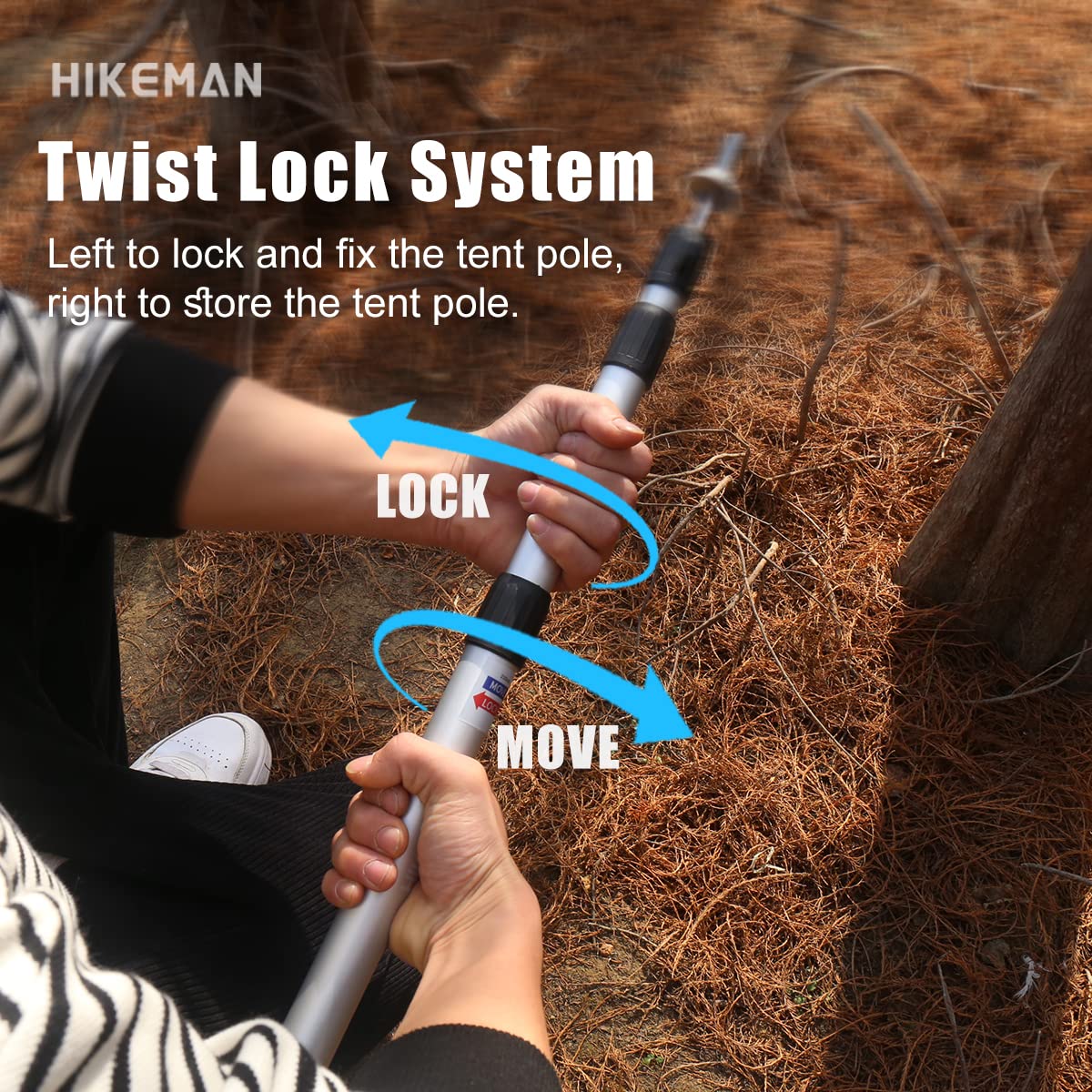 HIKEMAN Tent Poles Camping Poles for Tarp Awning Canopy Porch Sun Sails Tarpaulin Headroom Aluminium Adjustable Telescoping(2pcs,Black)