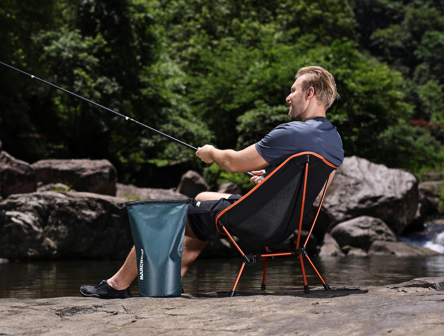 MARCHWAY Lightweight Folding Camping Chair, Portable Foldable Compact for Outdoor Camp, Travel, Beach, Picnic, Festival, Hiking, Backpacking, Supports 330Lbs (Orange)