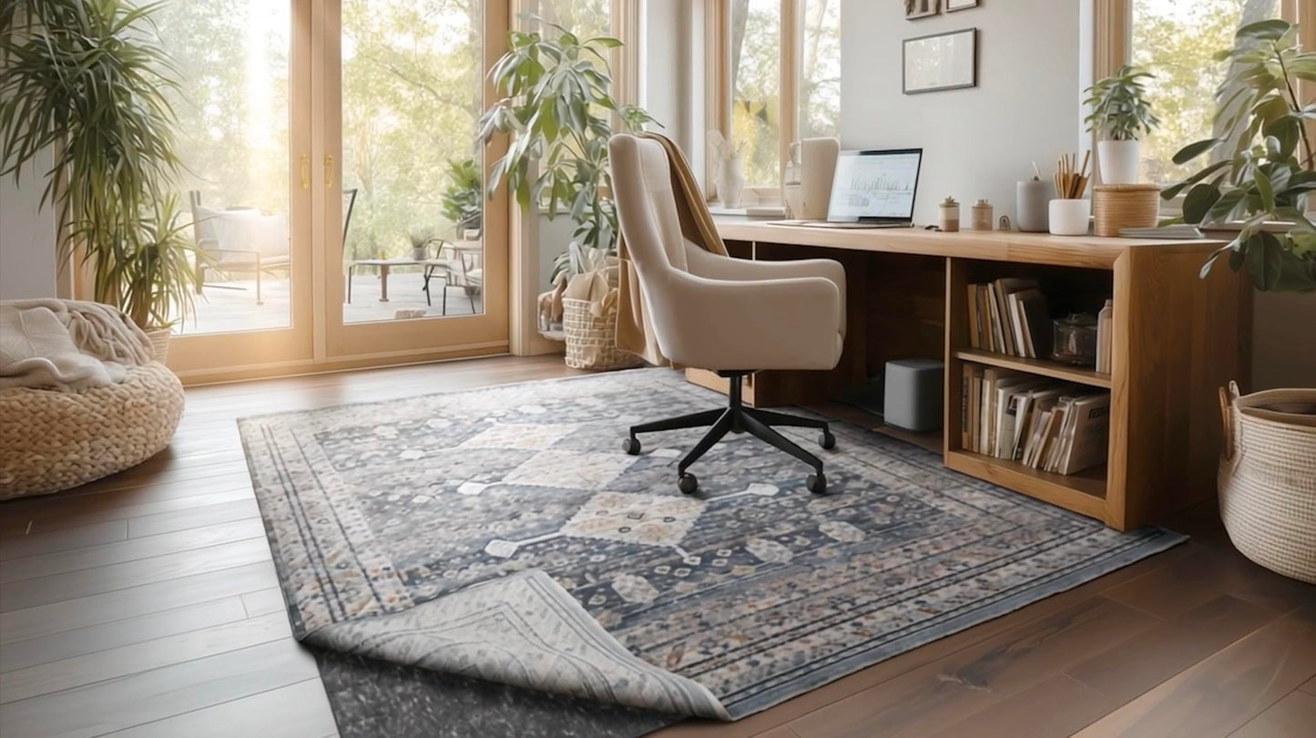 Mohawk Home 4' x 6' Premium Luxury Non Slip Rug Pad 1/4 Thick Dual Surface Felt + Rubber Gripper - Safe for All Floors, Synthetic Fiber, Grey