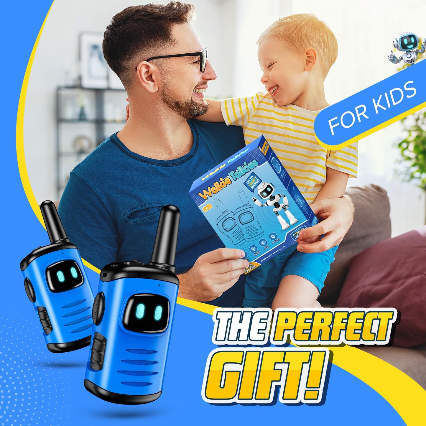 Kids Walkie Talkies Toys for Boys: comedyfun Mini Robots Walkies Talkies 2 Pack Birthday Gifts for 3 4 5 6 7 8 Year Old Boys Toys Age 4 5 6 7 8 Camping Outdoor Games