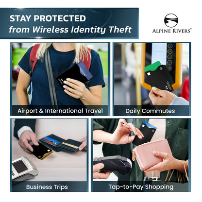 RFID Blocking Sleeves | 14 Credit Card Holders, 4 Passport Protectors | Slim Water-Resistant Tear-Resistant | Anti Theft Identity Protection
