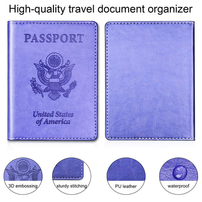 Herain Passport Holder for Travel Cruise Essentials 2 Pcs, Passport Cover Wallet Case Women Men Family, Passports Book Holders Travel Gifts Accessories Vacation Must Haves