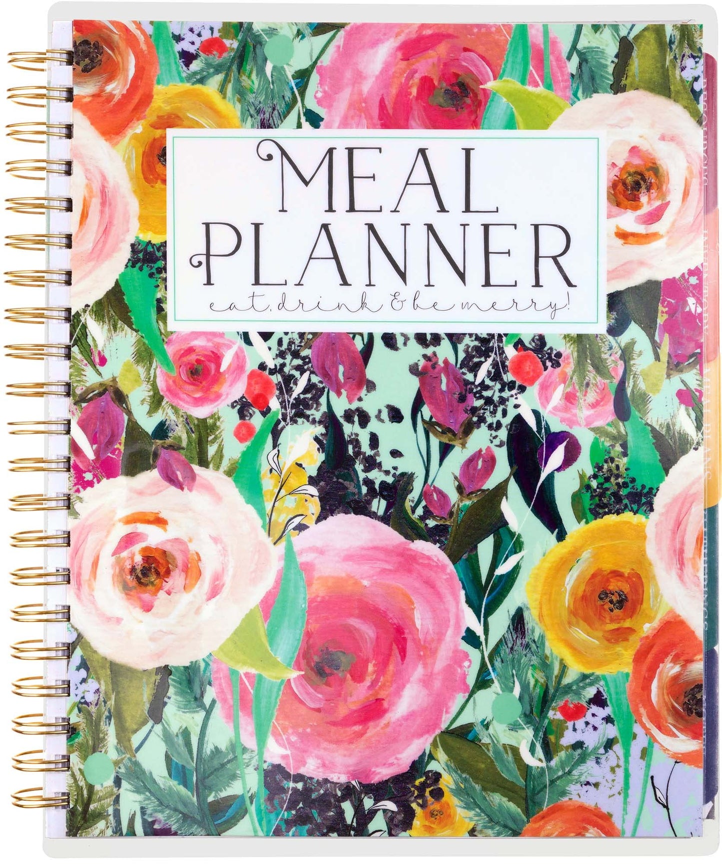 Large Meal Prep Planner, Spiral, Pull-off Grocery Shopping Lists, Kitchen Management, Tabbed Dividers, Laminated Covers, Easy Organizing, Avoid Food Waste, Folder Pockets, Covers a full Year - Eccolo