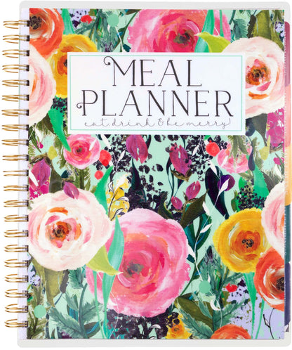 Large Meal Prep Planner, Spiral, Pull-off Grocery Shopping Lists, Kitchen Management, Tabbed Dividers, Laminated Covers, Easy Organizing, Avoid Food Waste, Folder Pockets, Covers a full Year - Eccolo