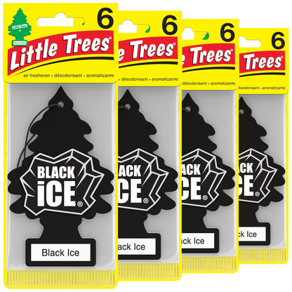 LITTLE TREES Air Fresheners Car Air Freshener. Hanging Tree Provides Long Lasting Scent for Auto or Home. Black Ice, 24 Air Fresheners