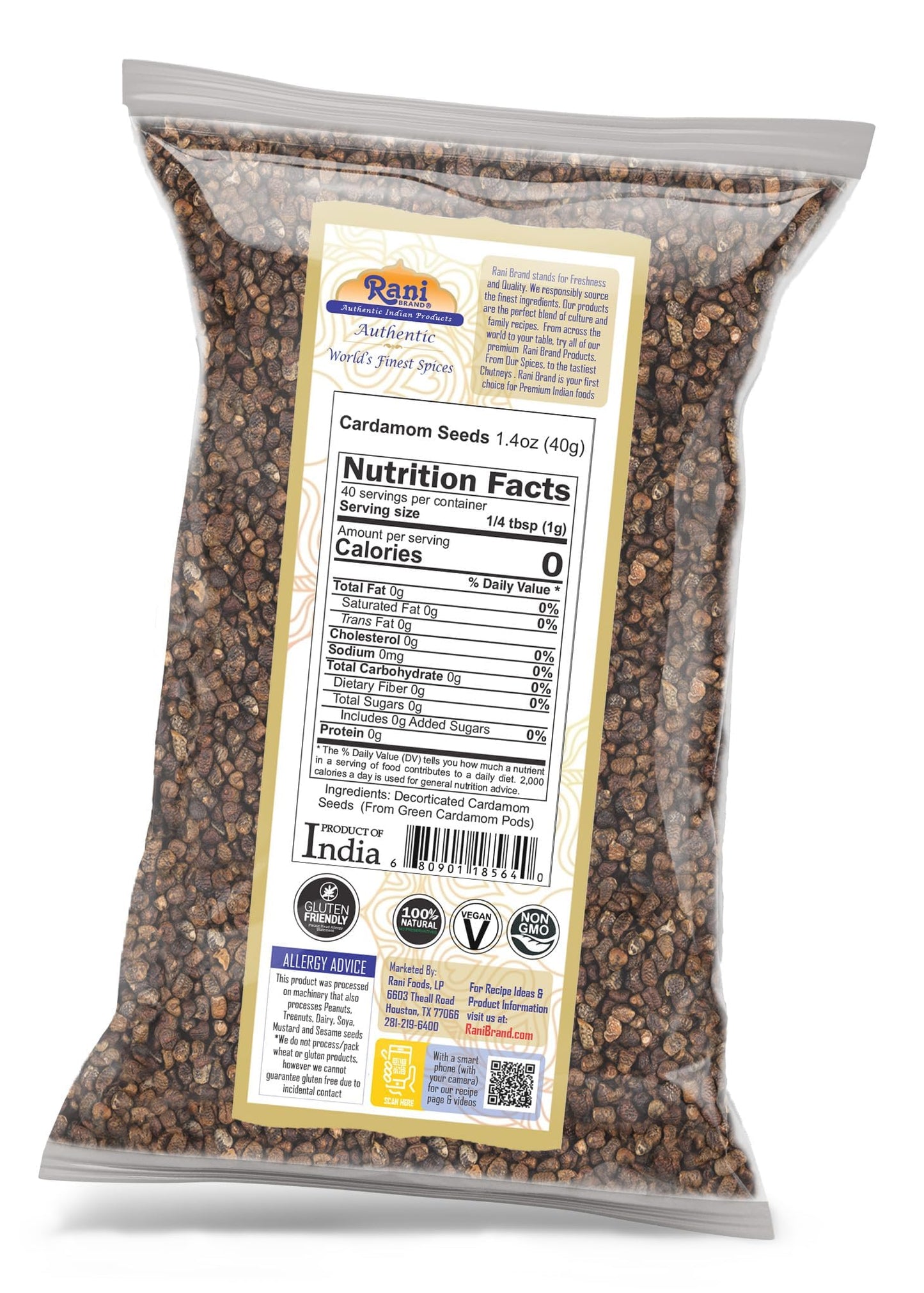 Rani Cardamom (Elachi) Decorticated Seeds Indian Spice 1.4oz (40g) ~ All Natural | Vegan | Gluten Friendly | NON-GMO | Kosher | Indian Origin