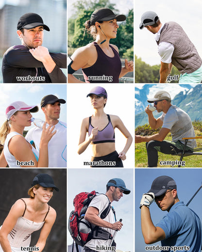 GADIEMKENSD Outdoor Running Hat Men's Cooling UPF50+ Womens Baseball Cap Sport Mesh Sun Hat Trucker Dad Hats Quick Dry Breathable Unstructured for Summer Camping Fishing Hiking Improved Navy L