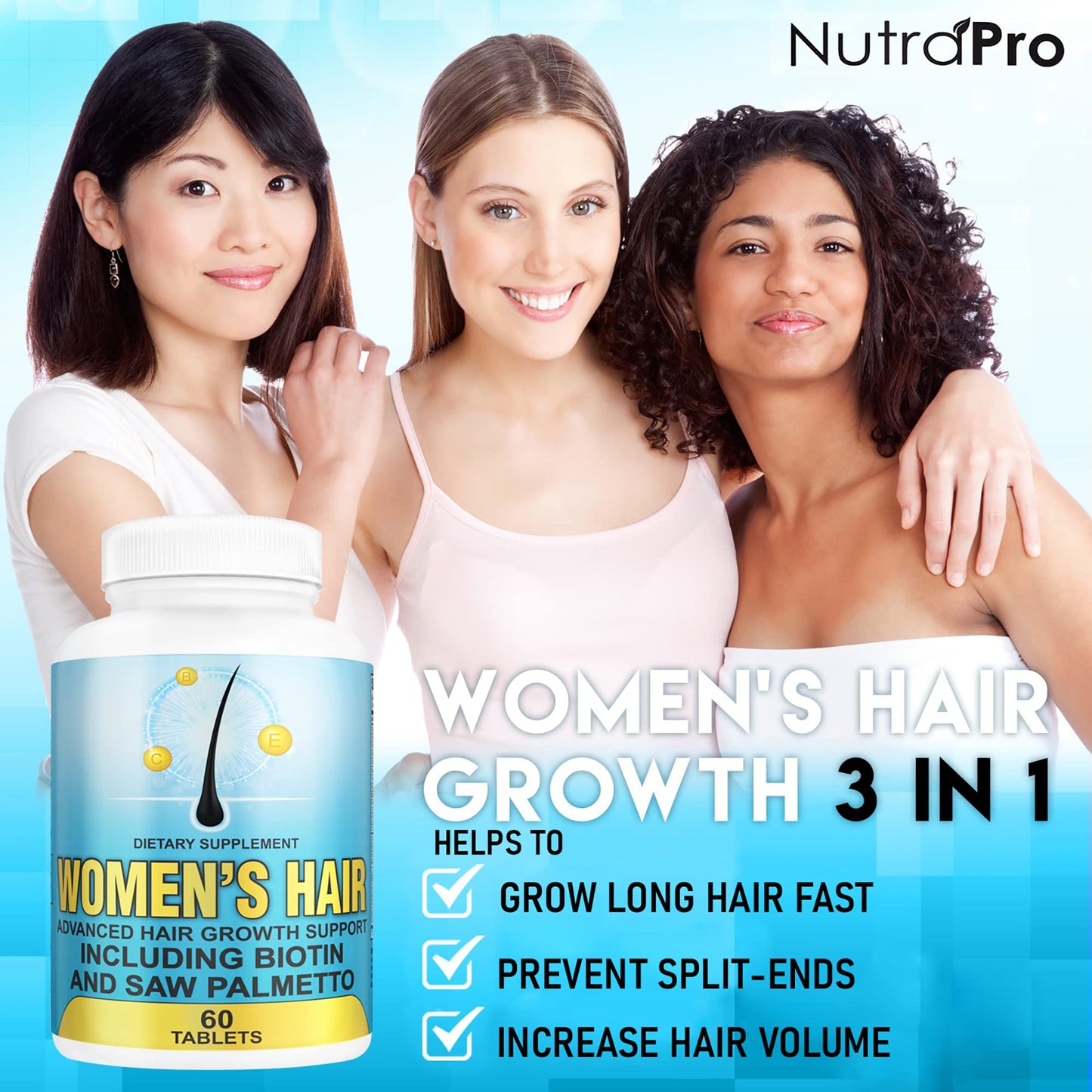 Hair Growth Vitamins With Saw Palmetto for Women-DHT Blocker,Hair Growth Supplement for Thicker And Perfect Hair.Hair Growth Pills for Thinning Hair.Get Healthy,Glow,Longer,Thick Hair.With Biotin.