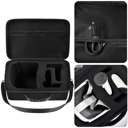 Hard Carrying Case for Meta Quest 3/ Quest 3S/ for Oculus Quest 2 All-in-One VR Gaming Headset and Touch Controllers, Travel Storage Bag with Silicone Face Cover & Lens Protector & Accessories - Black