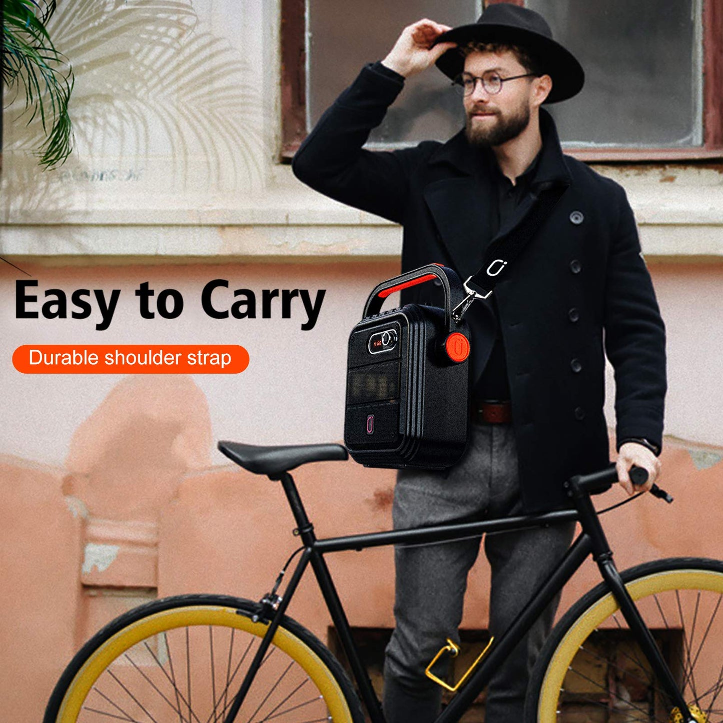 JYX Karaoke Machine with 2 Wireless Microphones, Portable Bluetooth Speaker PA System with Shoulder Strap, Subwoofer Support TWS, USB, Radio, AUX, REC, Bass&Treble for Home Party/Meeting/Adults/Kids