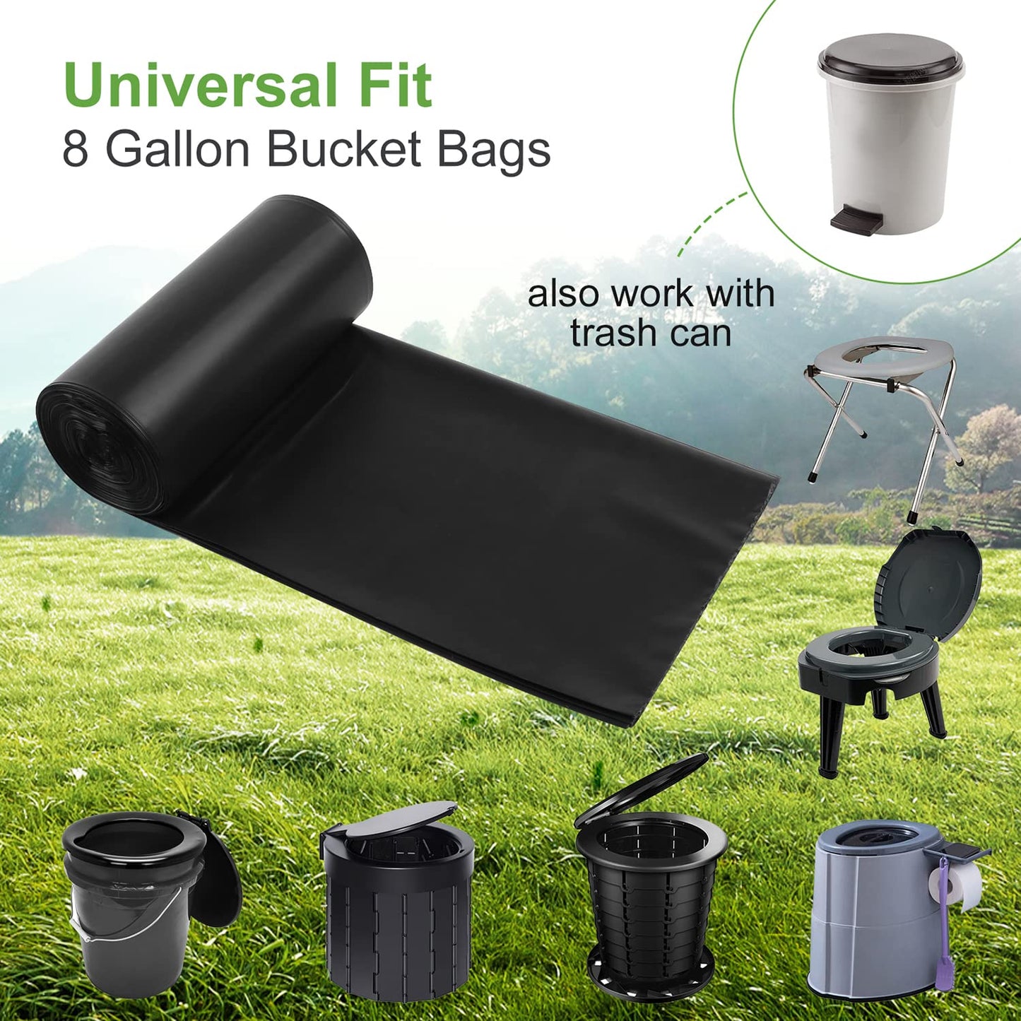 Portable Toilet Bags - LITFP 50 Count Biodegradable Waste, 8 Gallon Porta Potty, Thickened Compostable Camping Toilet Bags for Portable Potty Bucket Camping Adults Car Travel