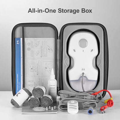 HUTT S7 Window Cleaning Robot, 5500Pa Suction, 3D Floating Chassis, HydroJet Water Spray 80ml Tank, Multiple Safety Systems, SLAM 4.0 Navigation, 8 x Cloths, All-in-One Storage Box