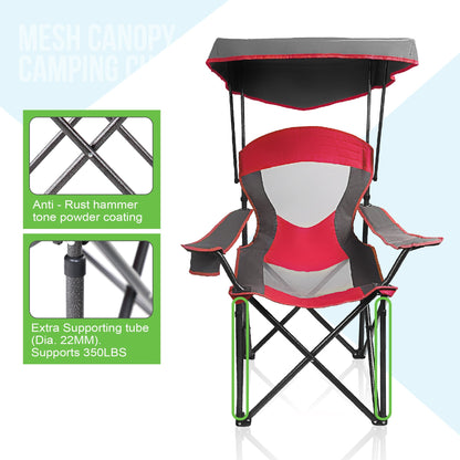 ALPHA CAMP Mesh Canopy Chair Folding Camping Chair - Red