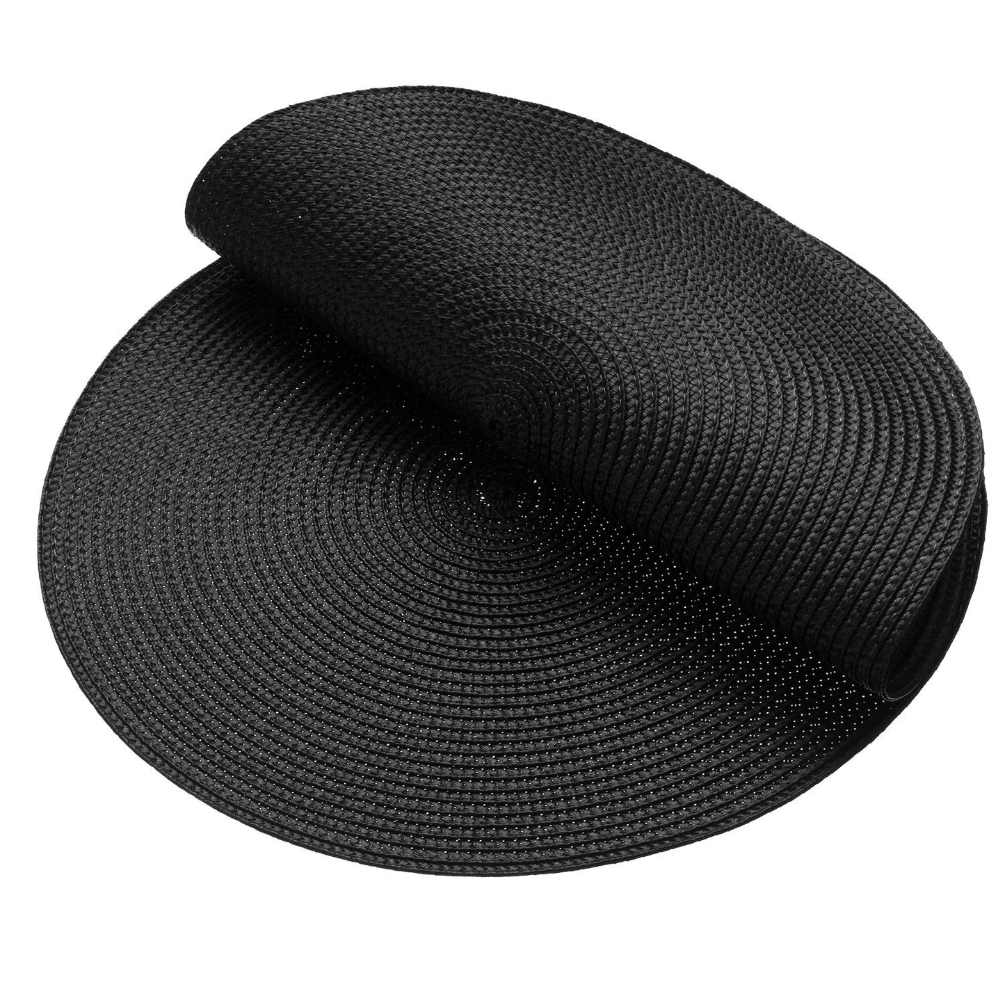 AHHFSMEI Round Braided Placemats 15 Inch Round Table Mats for Dining Tables Natural Woven Heat Resistant Place mats Set of 6 (Black)