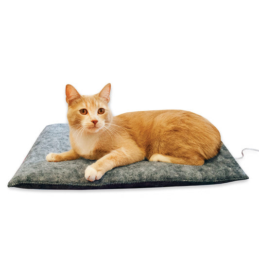 K&H Pet Products Amazin Kitty Pad Heated, Indoor Heated Cat Bed Traps Pet Hair and Dander, Washable Cat Mat, Gray 15 X 20 Inches, Heated 1-Pack