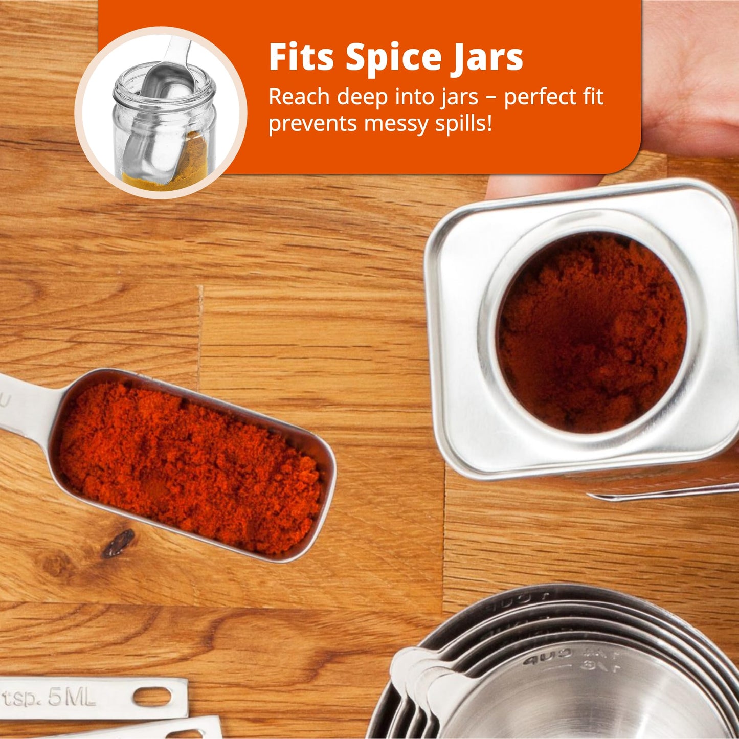 Morgenhaan Premium 304 Stainless Steel Measuring Kit - 8-Piece Essential Cups and Spoons for Everyday Use, Stackable & Durable