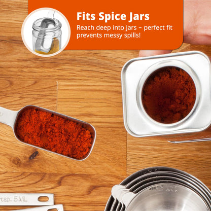 Morgenhaan Premium 304 Stainless Steel Measuring Kit - 8-Piece Essential Cups and Spoons for Everyday Use, Stackable & Durable