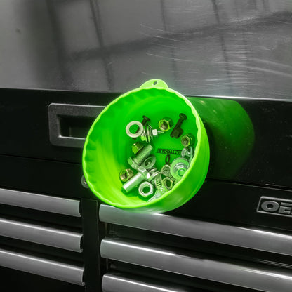 OEMTOOLS 25114 Magnetic Nut Cup, Magnetic Bowls for Holding Nuts and Bolts, 6 Inch Cup Diameter, Coated Magnet Sticks to All Ferrous Metal Work Surfaces,Green