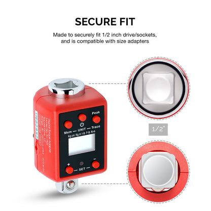 NEIKO 20741A 1/2” Digital Torque Adapter, 29.5-147.5 Ft-Lb, 1/2” Drive Digital Torque Wrench Converter/Torque Wrench Adapter, Alert Signals Torque Setting, Calibrate Digital & Analog Torque Wrench